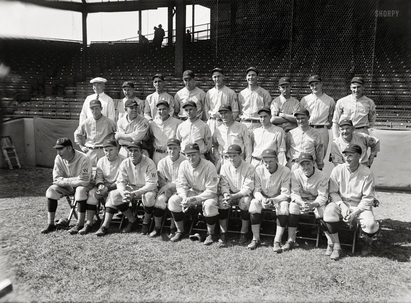 1924. "Washington baseball." The Nationals, a.k.a. the Senators, at Griffith Stadium. Harris &amp; Ewing Collection glass negative. View full size.
