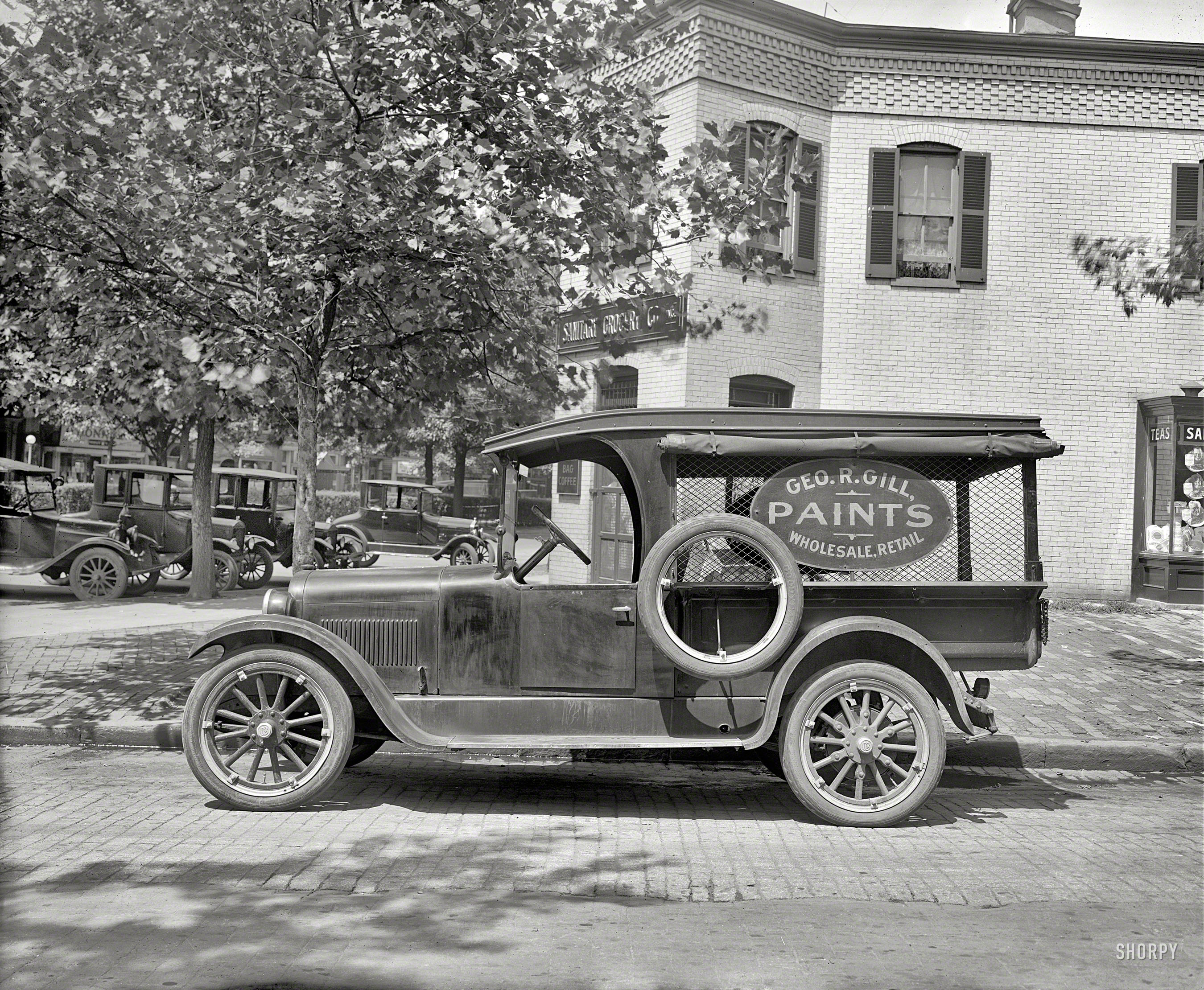 Washington, D.C., ca. 1920. "Semmes Motor Co. -- Dodge Bros. truck." At the Sanitary Grocery. National Photo Company glass negative. View full size.