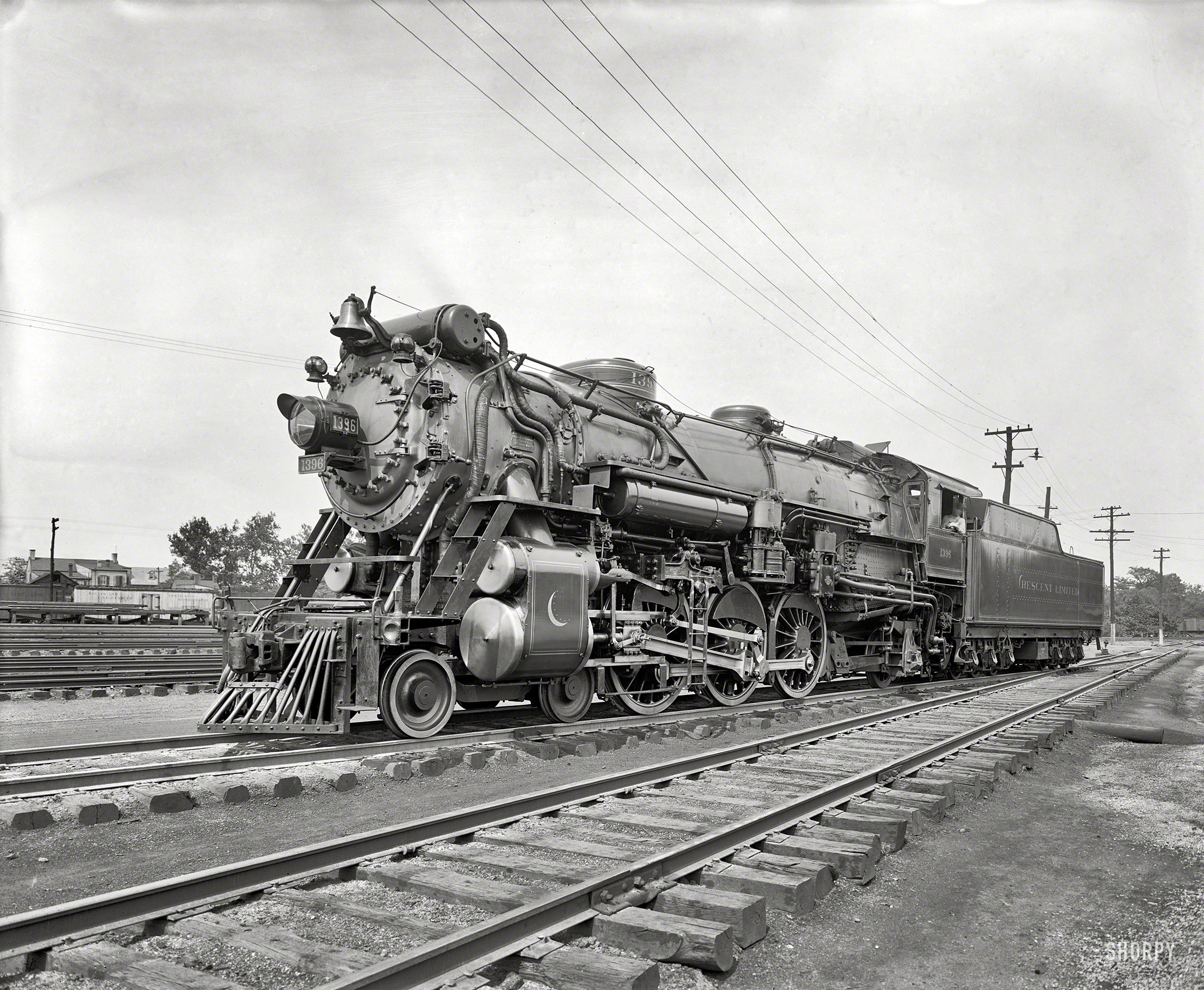 Alexandria, Virginia, circa 1926. "American Locomotive Co. -- Southern R.R. Crescent Limited 1396." Seen here from the other side, with more info in the comments. National Photo Company Collection glass negative. View full size.
