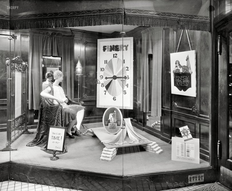 Washington, D.C., circa 1928. "Gold's window." The stocking truth laid bare for all to see. National Photo Company Collection glass negative. View full size.
