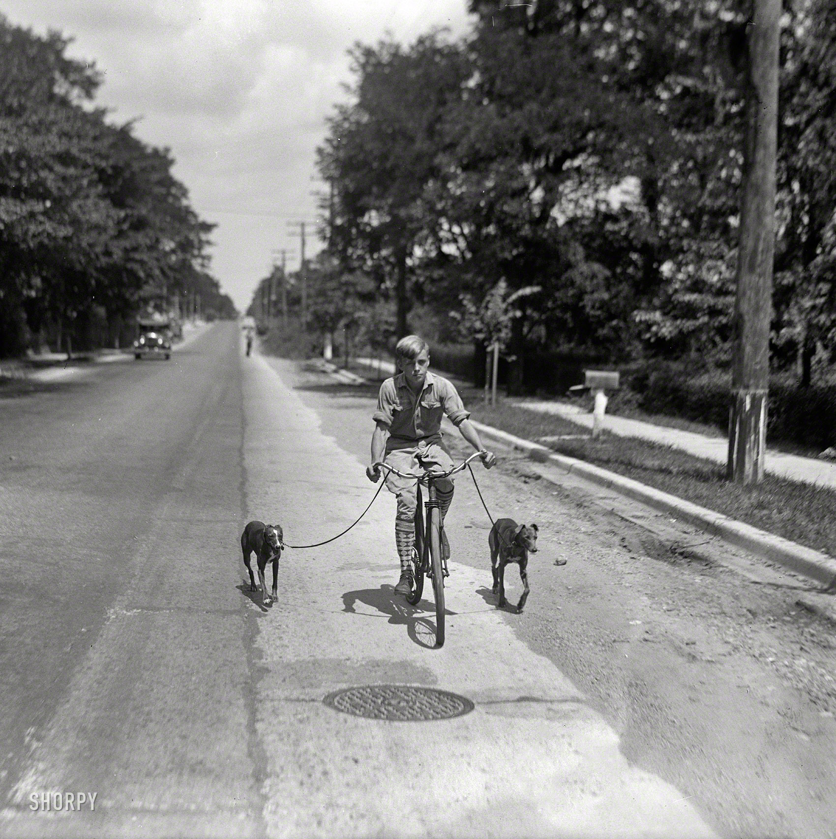 August 1928. Washington, D.C., or vicinity. The caption label has come off this Harris & Ewing glass negative -- maybe someone recognizes the boy on the bike, who must have been at least a little newsworthy. View full size.