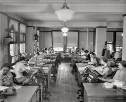 Washington, D.C., circa 1935. "Office workers." A future diorama in the National Secretarial Museum. Harris & Ewing Collection glass negative. View full size.