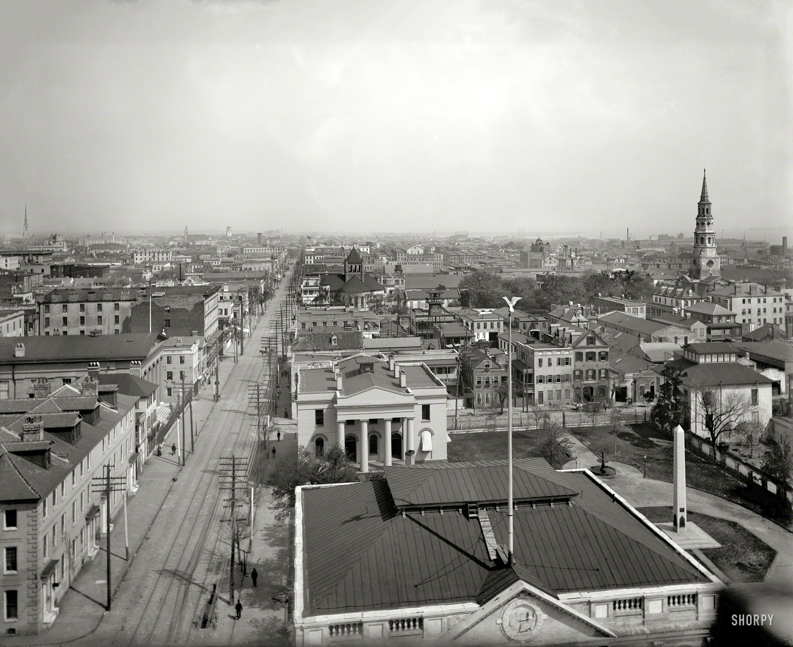 Circa 1900. "Charleston, S.C., from St. Michael's Church." St. Philip's Church at right. 8x10 inch glass negative, Detroit Publishing Company. View full size.
