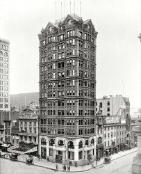 Philadelphia circa 1900. "West End Trust Co. building." This could be the corporate headquarters of Harry Potter Inc. 8x10 glass negative. View full size.