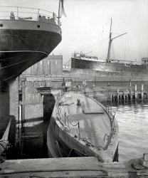 Circa 1900. "The Gate at Cramp's dry dock, Philadelphia." 8x10 inch dry plate glass negative, Detroit Publishing Company. View full size.