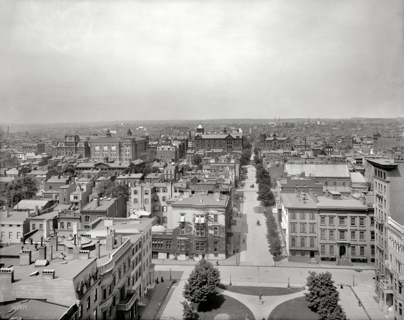 Baltimore circa 1903. "Johns Hopkins University from Washington Monument." 8x10 inch dry plate glass negative, Detroit Publishing Company. View full size.
