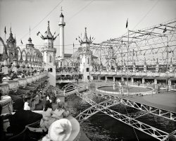 New York circa 1905. "In Luna Park, Coney Island." Magic Kingdom 1.0. 8x10 inch dry plate glass negative, Detroit Publishing Company. View full size.