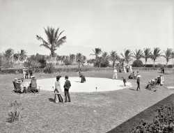 Miami circa 1905. "Clock golf at the Royal Palm Hotel." 8x10 inch dry plate glass negative, Detroit Publishing Company. View full size.