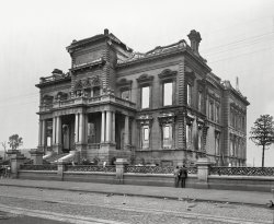 "The Flood Mansion, Nob Hill." After the 1906 San Francisco earthquake and fire, which was 108 years ago today. 8x10 dry plate glass negative. View full size.