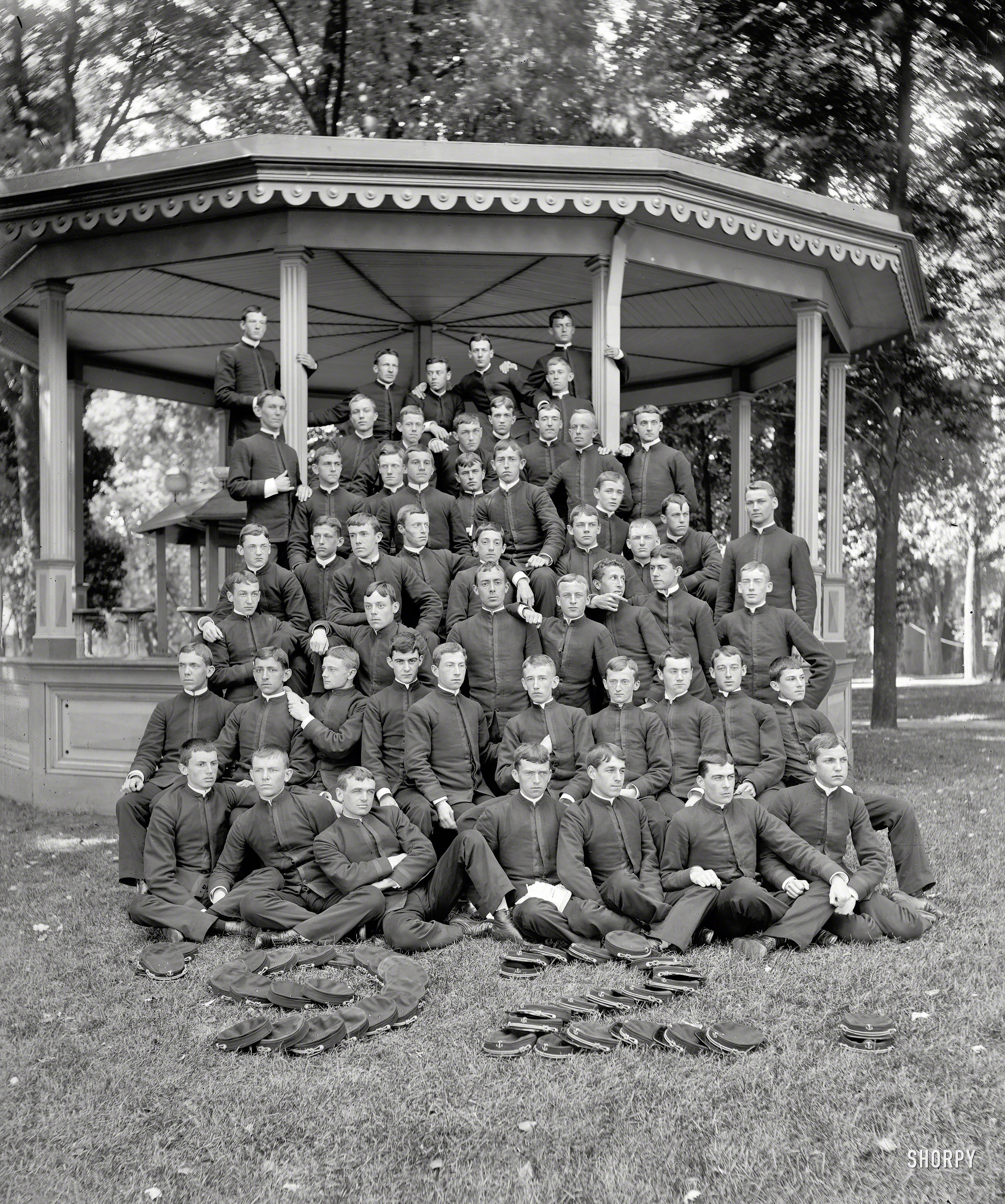 Annapolis, Maryland, circa 1892. "Class of '92, U.S. Naval Academy." Gilbert & Sullivan meet Lord of the Flies. Photo by Edward Hart. View full size.