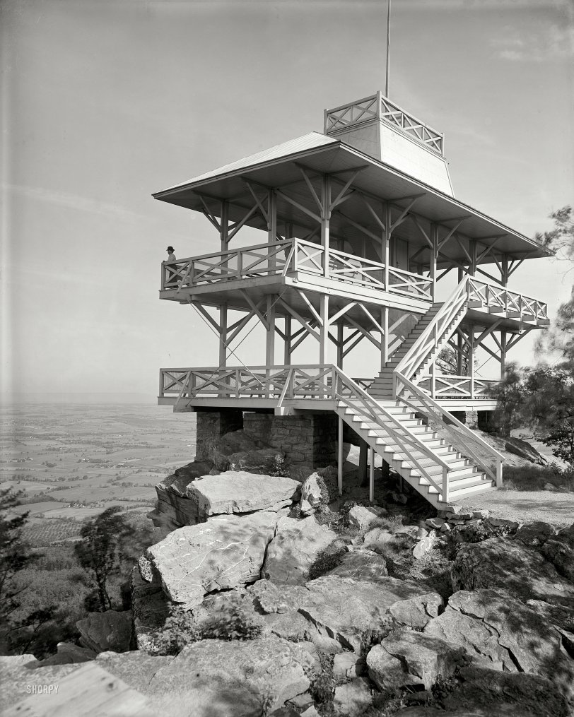 Circa 1903. "High Rock Observatory near Pen Mar Park, Maryland." 8x10 inch dry plate glass negative, Detroit Publishing Company. View full size.
