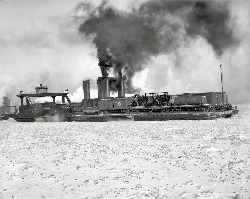 Circa 1905. "Transfer steamer Detroit of Detroit in the ice." 8x10 inch dry plate glass negative, Detroit Publishing Company. View full size.
