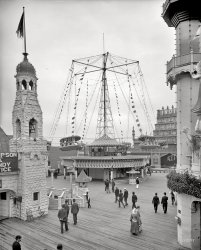 New York circa 1905. "Luna Park circle swing, Coney Island." 8x10 inch dry plate glass negative, Detroit Publishing Company. View full size.