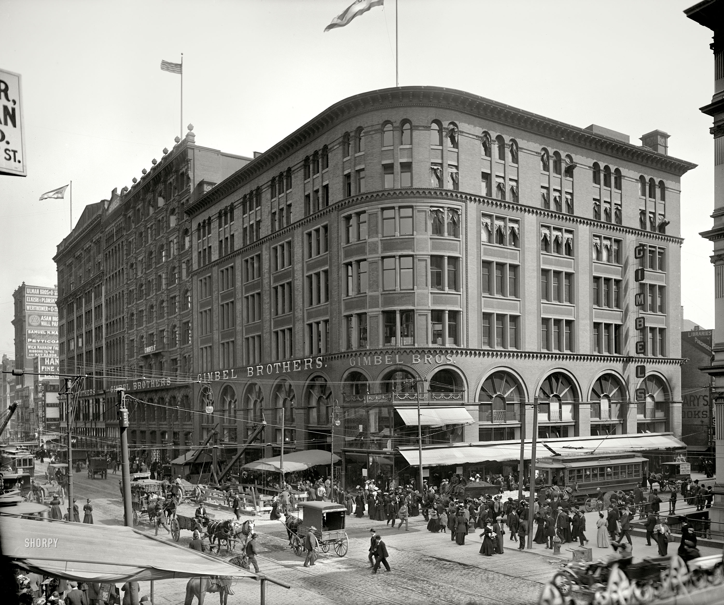 Philadelphia circa 1905. "Gimbel Brothers store, Market and 9th." 8x10 inch dry plate glass negative, Detroit Publishing Company. View full size.