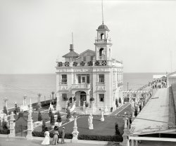 Atlantic City, New Jersey, circa 1910. "Young's residence on Million Dollar Pier." The marble-encrusted Venetian "villa" at No. 1 Atlantic Ocean of showman and real-estate developer Captain John Young. Detroit Publishing Co. View full size.
