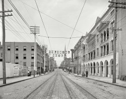 Knoxville, Tennessee, circa 1910. "Gay Street looking north from Main Avenue." 8x10 inch dry plate glass negative, Detroit Publishing Company. View full size.
