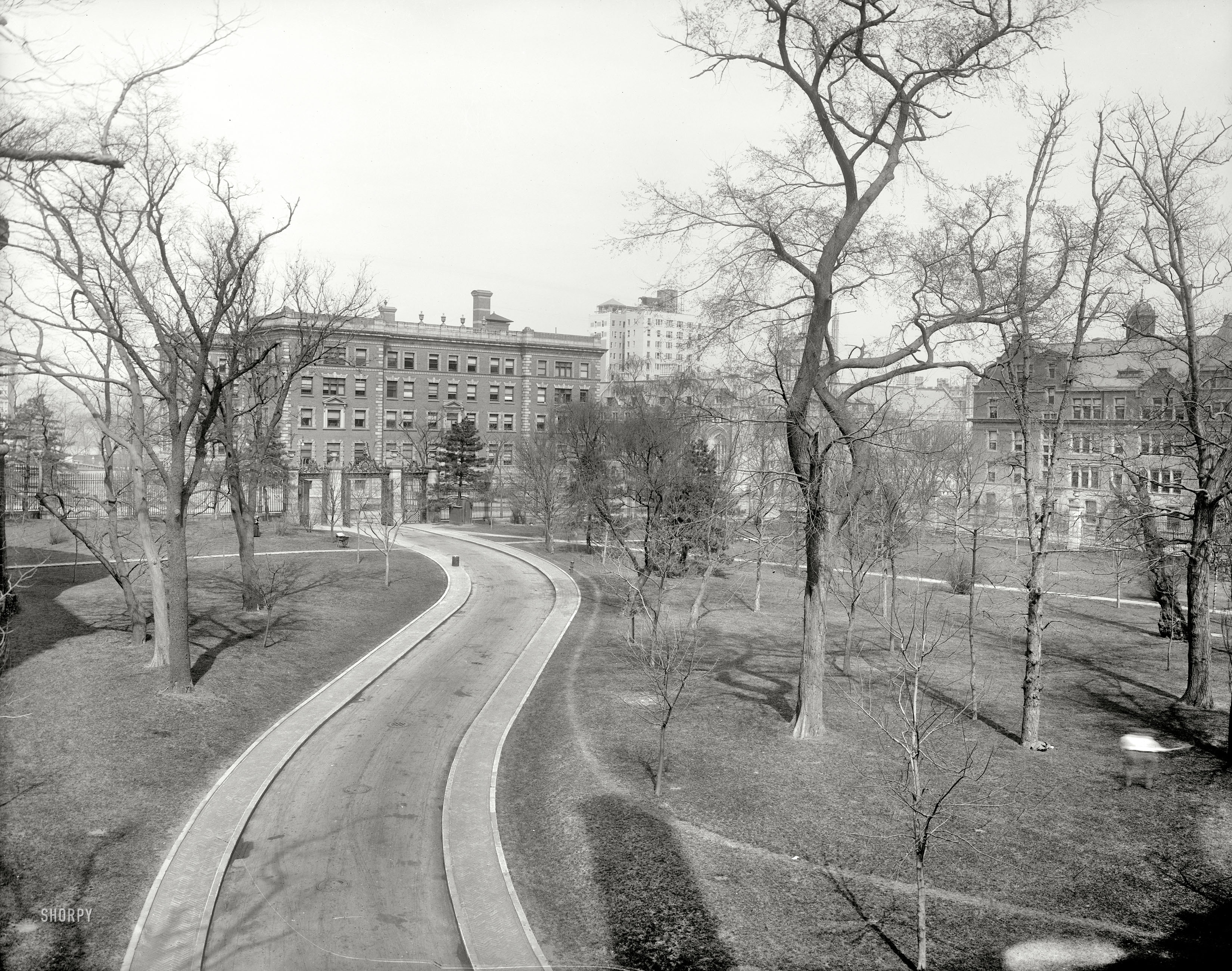 New York circa 1910. "The campus, Columbia University." 8x10 inch dry plate glass negative, Detroit Publishing Company. View full size.