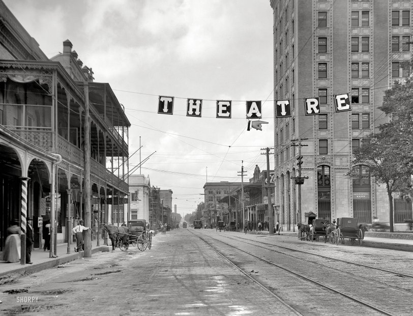 Pensacola, Florida, circa 1910. "Palafox Street, American National Bank Building."  8x10 inch dry plate glass negative, Detroit Publishing Company. View full size.
