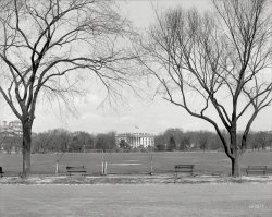 Washington circa 1910. "Glimpse of White House from Monument Green." 8x10 inch glass negative, Detroit Publishing Company. View full size.
Same spot......102 years later.
Open Door PolicyStrange to see the White House not surrounded by Jersey barriers and no secret service personnel on the roof.
(The Gallery, D.C., DPC)