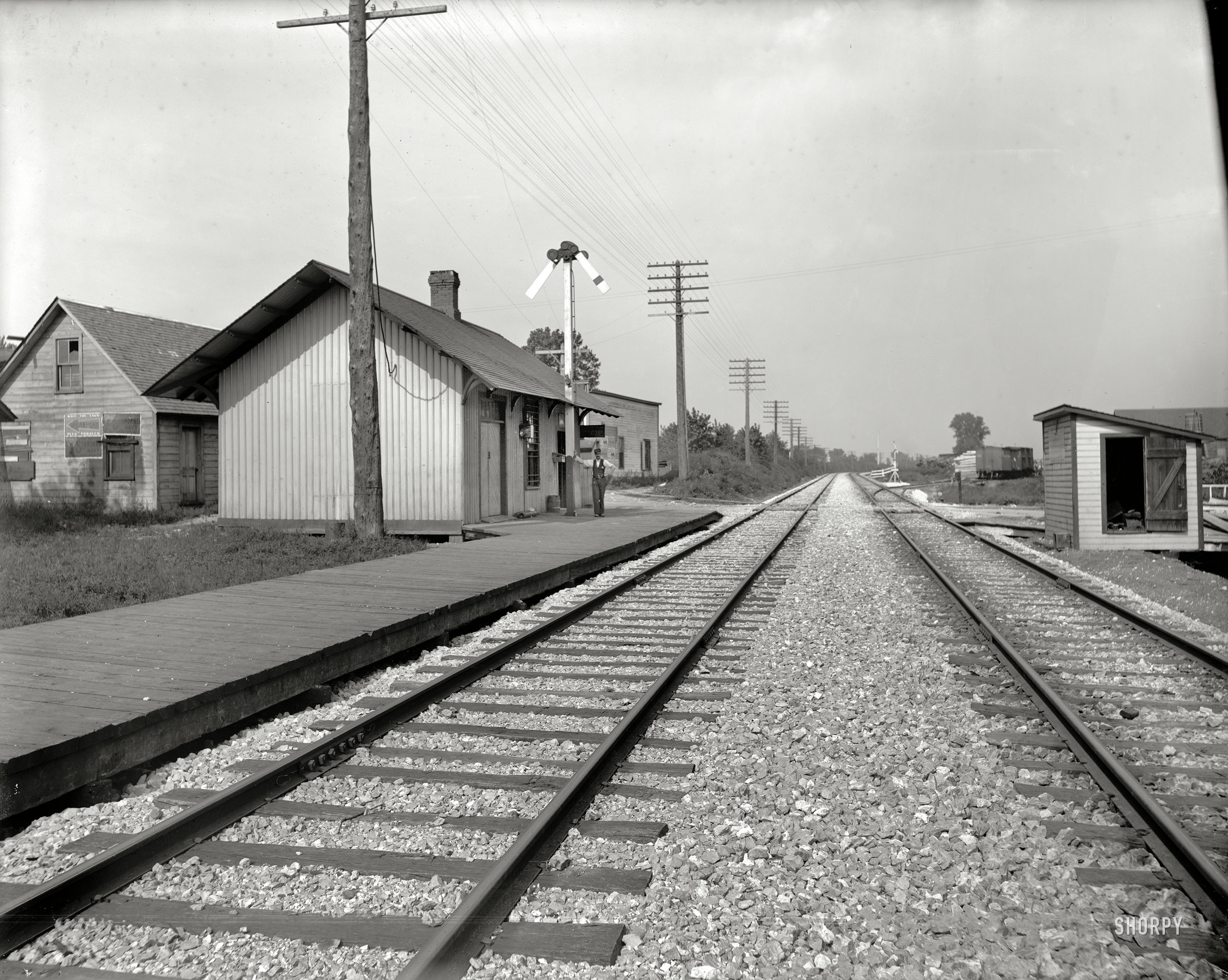 Circa 1900. "Station at Willow Springs, Illinois." 8x10 inch dry plate glass negative, Detroit Publishing Company. View full size.