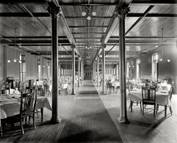 Alma, Michigan, circa 1905. "Alma Sanitarium dining room." 8x10 inch dry plate glass negative, Detroit Publishing Company. View full size.
(The Gallery, DPC, Eateries & Bars)