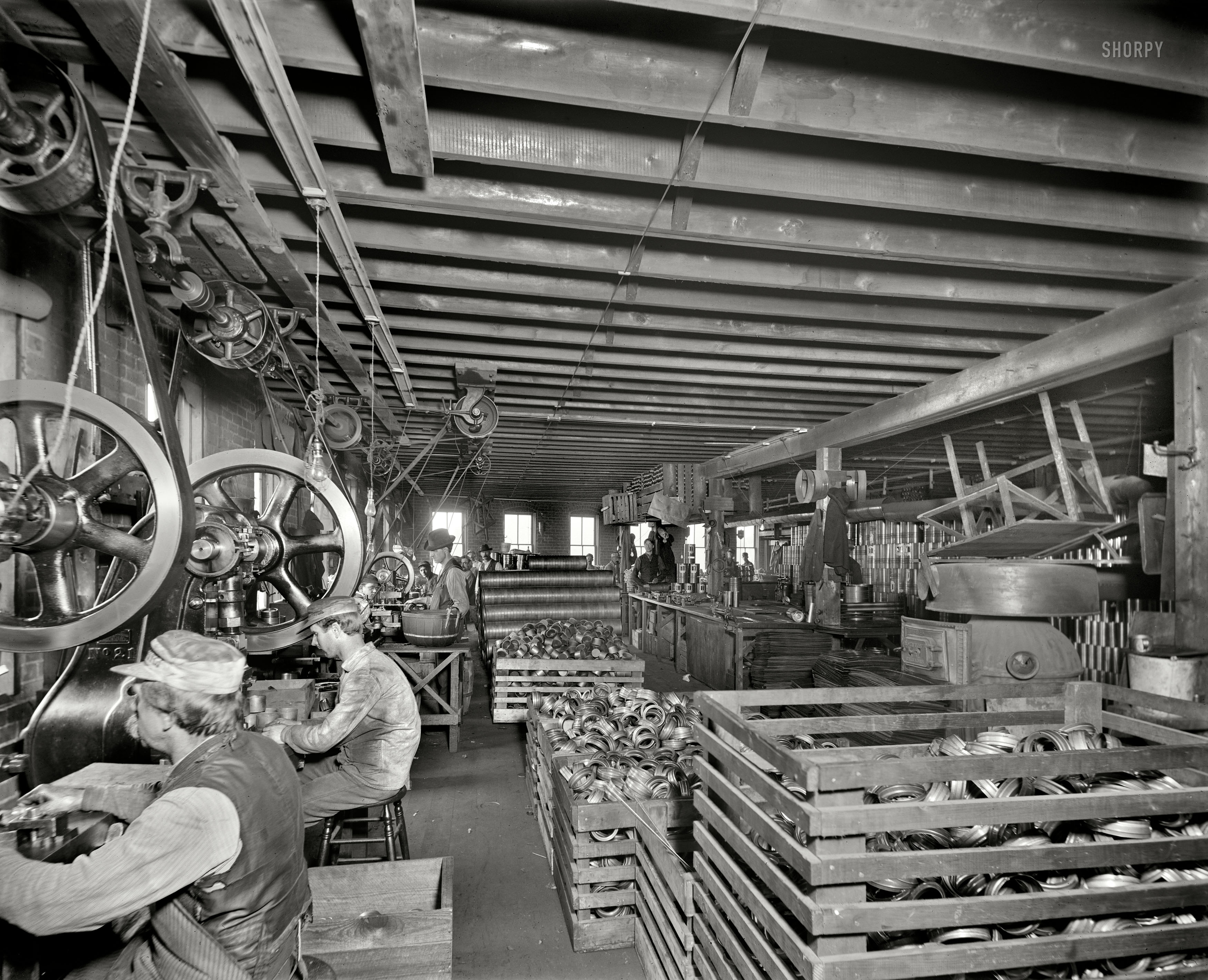 Chelsea, Michigan, circa 1901. "Glazier Stove Co., tank room." Yet another glimpse of the inner workings at Glazier Stove. 8x10 glass negative. View full size.