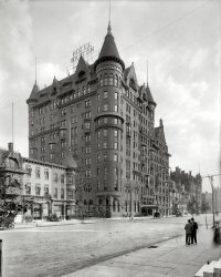 Philadelphia circa 1908. "Hotel Walton, Broad Street." G'night, Mary Ellen ... 8x10 inch dry plate glass negative, Detroit Publishing Company. View full size.