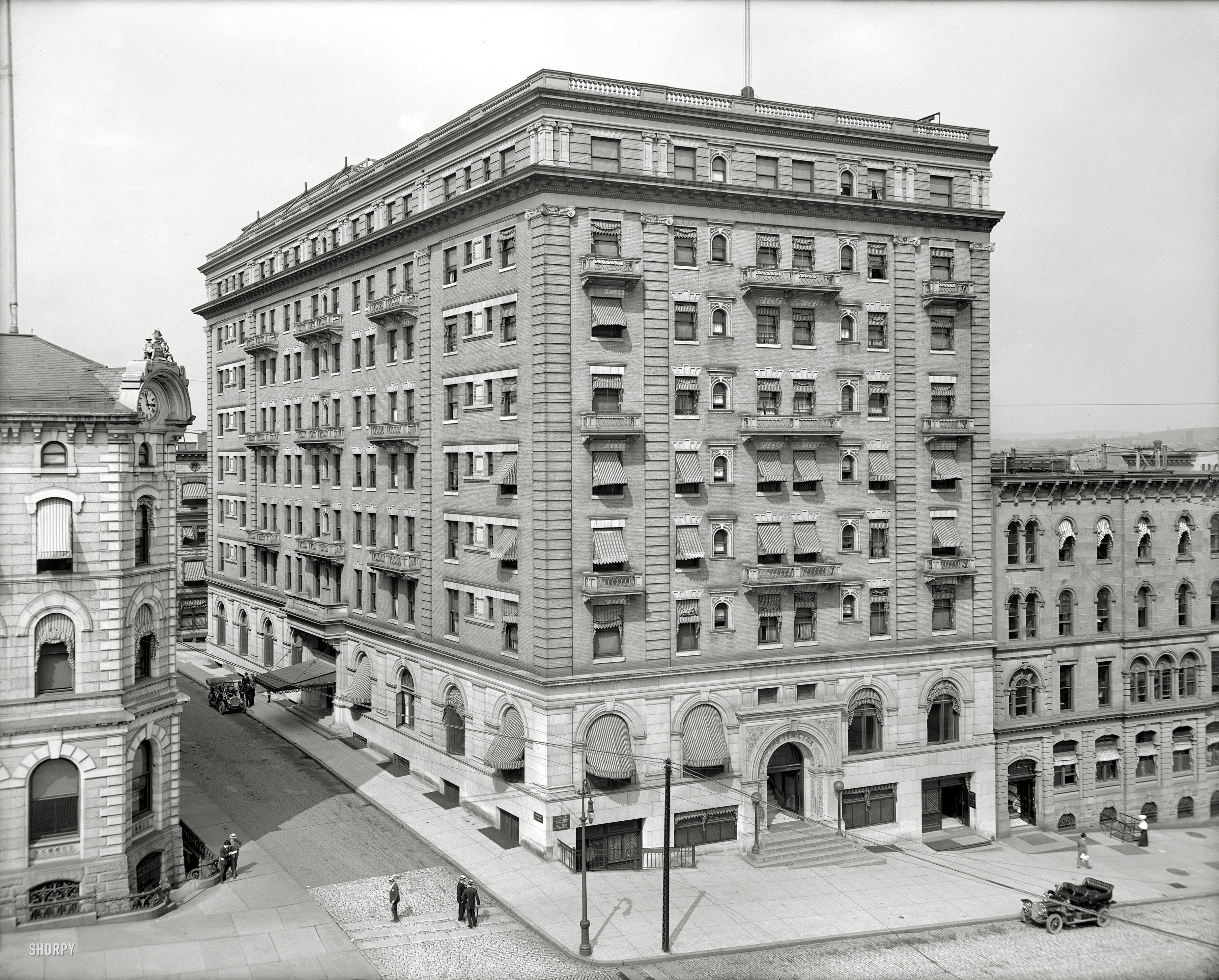 Albany, New York, circa 1908. "The Ten Eyck." At two fifty-seven. 8x10 inch dry plate glass negative, Detroit Publishing Company. View full size.