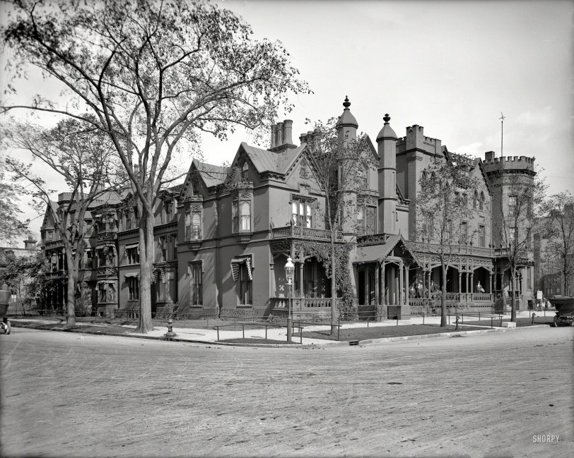 Circa 1908. "Castle Inn at Buffalo, New York." The former residence of Millard Fillmore. 8x10 inch glass negative, Detroit Publishing Company. View full size.
