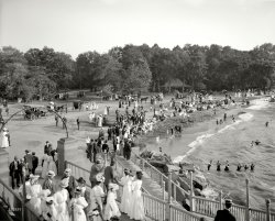 "The beach at Gordon Park, Cleveland." Circa 1908, more swimmers and strollers in a scene that looks like something out of "The Music Man." View full size.