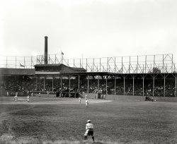 Cleveland, Ohio, circa 1908. "Ball grounds, League Park." 8x10 inch dry plate glass negative, Detroit Publishing Company. View full size.