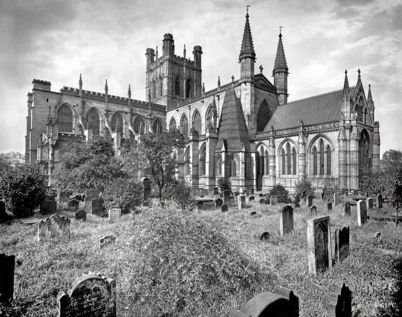 Circa 1910. "Chester Cathedral, England. Major construction 11th-15th century." 8x10 inch dry plate glass negative, Detroit Publishing Company. View full size.
