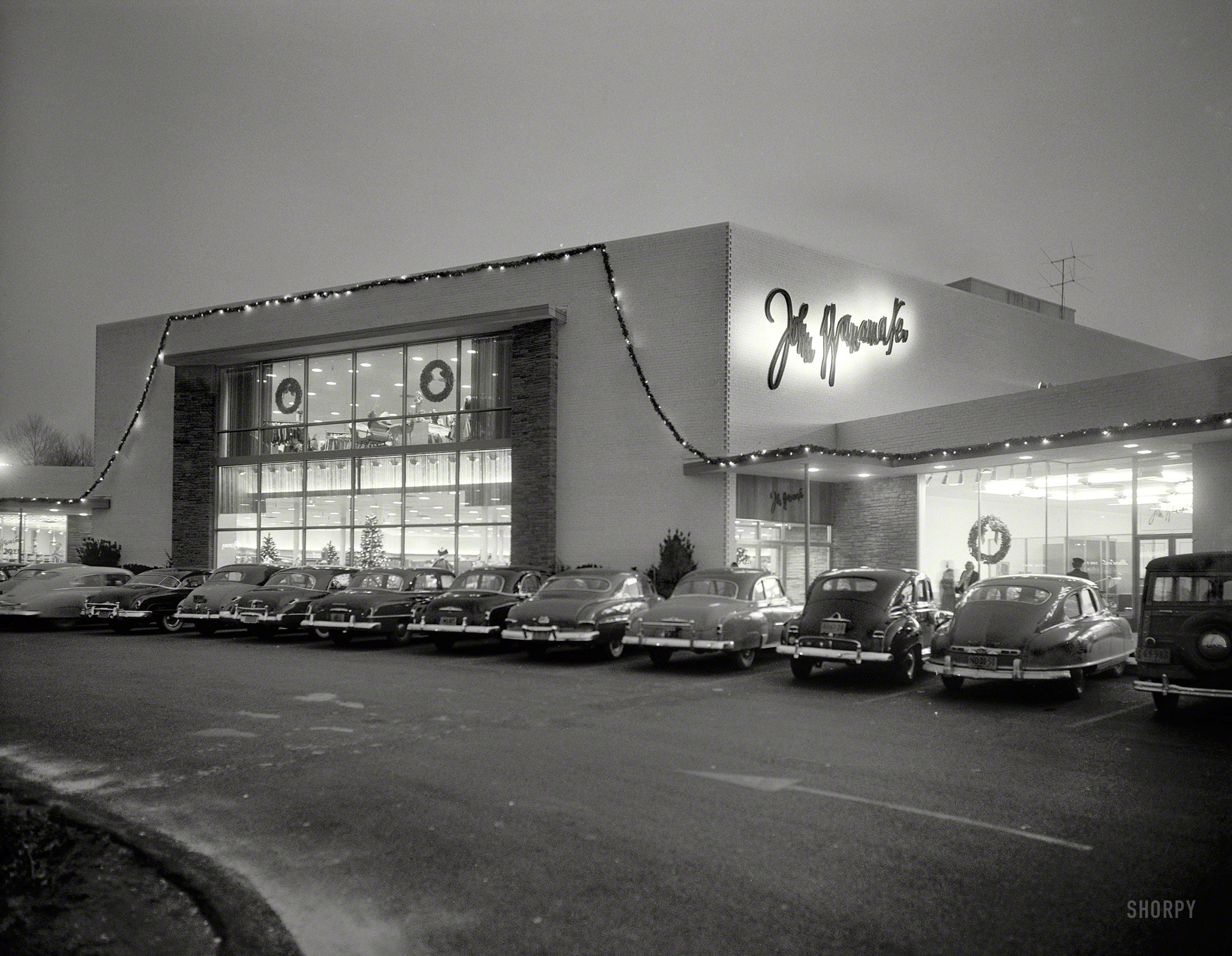 &nbsp; &nbsp; &nbsp; &nbsp; As an alternative to Black Friday, we present Gray Saturday. More specifically, the first day of December 62 years ago:

Dec. 1, 1951. "Shopping center, Great Neck, Long Island, New York. Wanamaker's." Large-format negative by Gottscho-Schleisner. View full size.