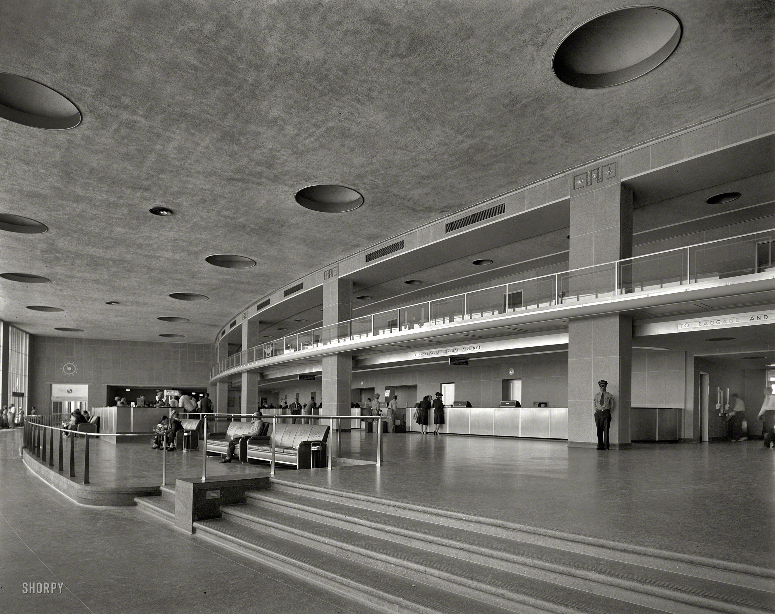 Arlington County, Va., circa 1941. "National Airport. Interior of waiting room showing ticket counter." Safety negative by Theodor Horydczak. View full size.