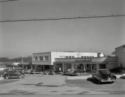 Continuation of the scene last glimpsed here, with the Acme supermarket at right. Silver Spring, Maryland, circa 1948. "Acme Market. Four Corners -- Woodmoor Shopping Center, Colesville Pike and Old Bladensburg Road. Schreier & Patterson, architects." Photo by Theodor Horydczak. View full size.