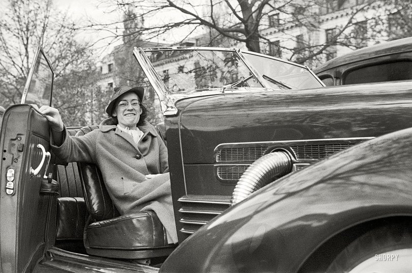 Photo of: Hop In: 1937 -- Uncaptioned photo from a batch of 35mm negatives taken by John Vachon in the fall of 1937 in Annapolis, Maryland, and Newport News, Virginia. The car, a Cord convertible, would be worth around a zillion bucks today. View full size.