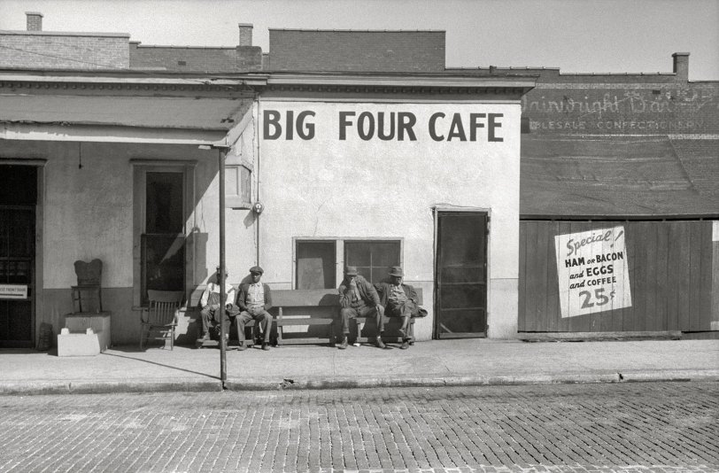 May 1940. "Cairo, Illinois -- Big Four Cafe." 35mm nitrate negative by John Vachon for the Farm Security Administration. View full size.
