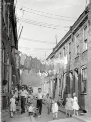 July 1938. "Housing conditions in Ambridge, Pa. Home of American Bridge Co." Photo by Arthur Rothstein for the Resettlement Administration. View full size.
