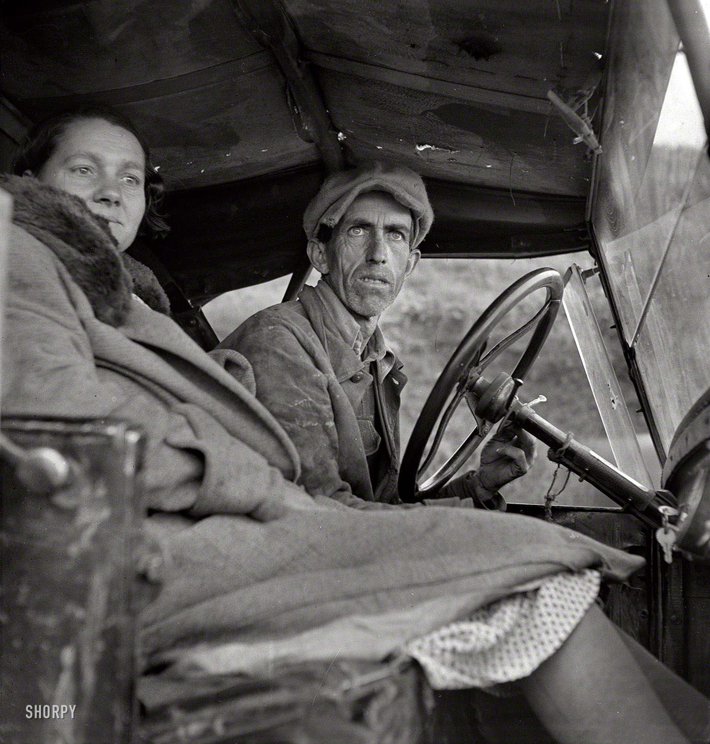 February 1936. "Once a Missouri farmer, now a migratory farm laborer on the Pacific Coast, California." A possible prequel to The Grapes of Wrath. Photo by Dorothea Lange for the Farm Security Administration. View full size.