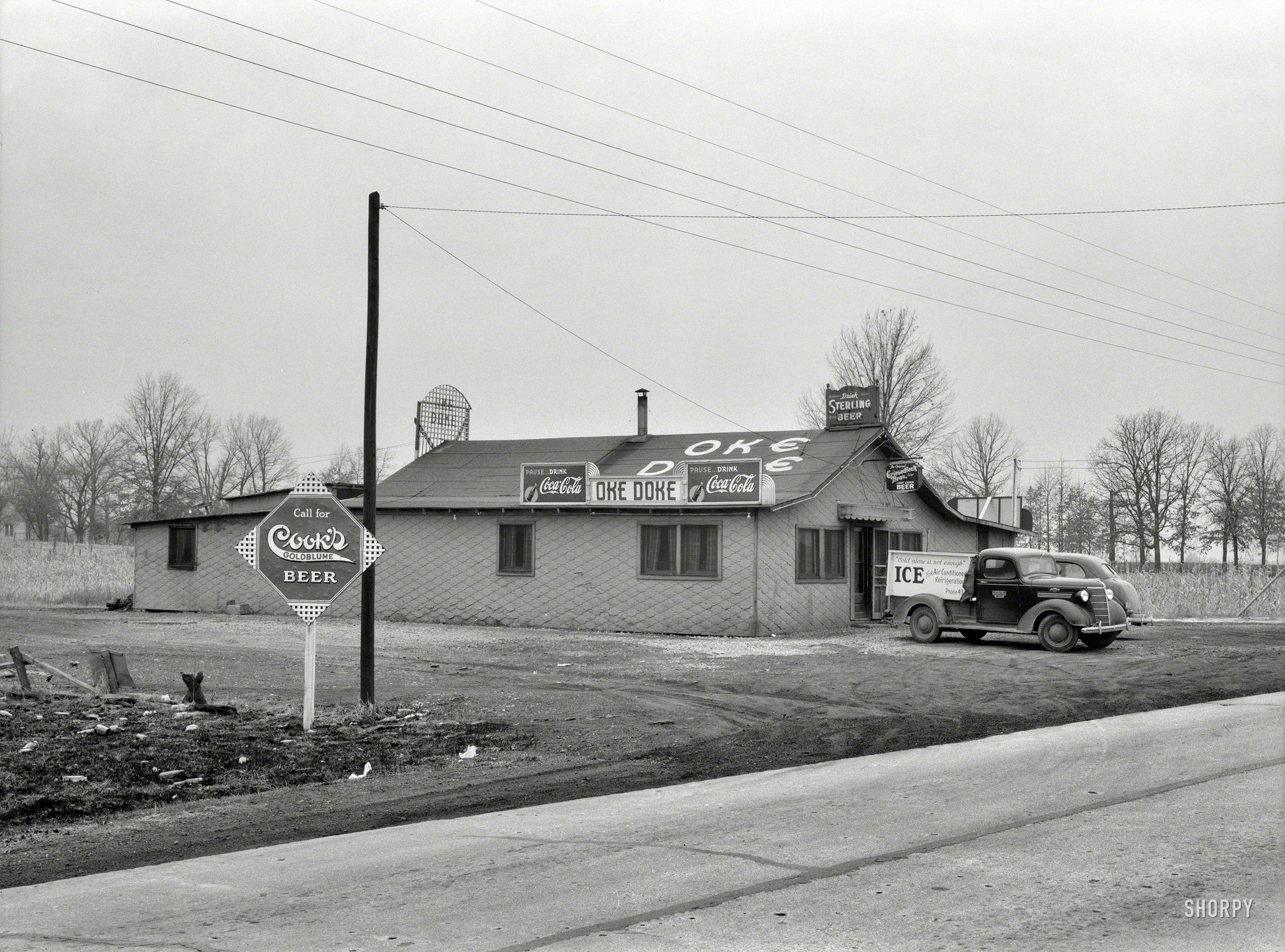 January 1939. "Nightclub along highway. Williamson County, Illinois." Photo by Arthur Rothstein for the Resettlement Administration. View full size.