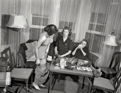 &nbsp; &nbsp; &nbsp; &nbsp; The stakes in this cryptic card game are getting both higher and lower.

Summer 1941. "Detroit, Michigan. Girls playing cards and drinking Coca-Cola." Photo by Arthur Siegel for the Office of War Information. View full size.