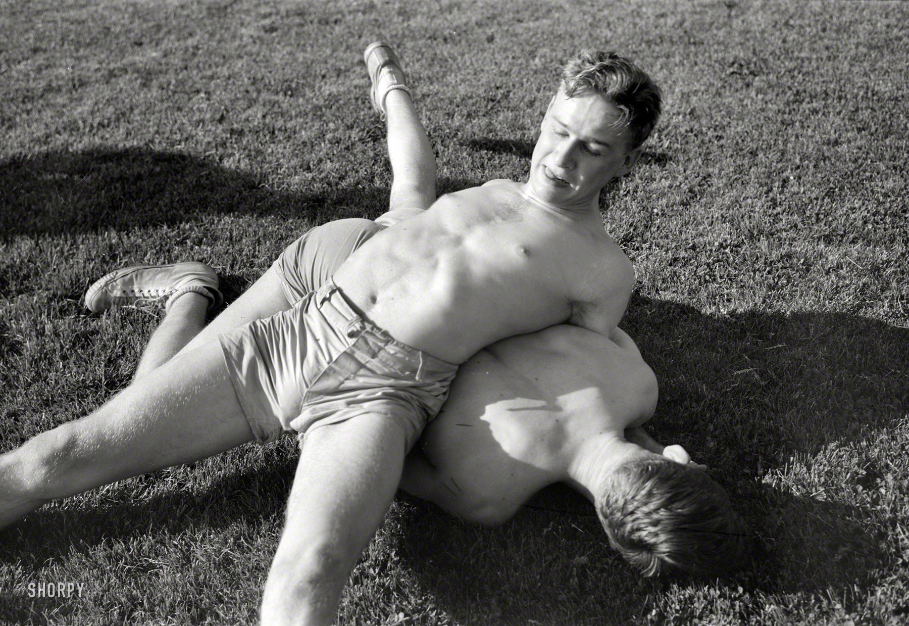 July 1942. "Wrestling at U.S. Naval Academy." Our second look at the manly midshipmen of Annapolis as snapped by "Lieutenant Whitman." View full size.