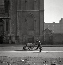 January 1943. "New York. Ice man on Mulberry Street." Photo by Marjory Collins for the Office of War Information. View full size.