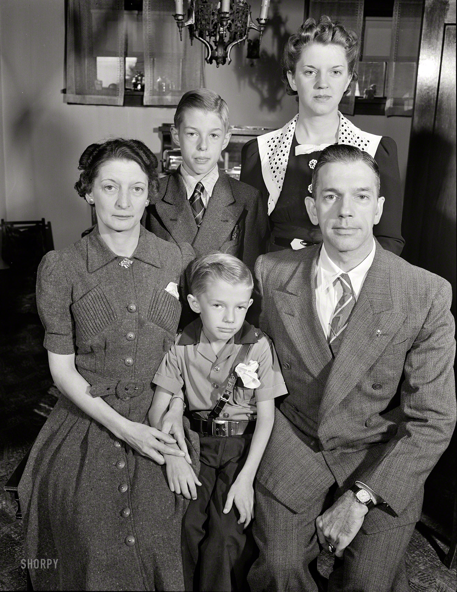 September 1942. Rochester, New York. "The Babcocks, a typical American war worker's family." About whom we will learn so much in the coming days. Large format negative by Ralph Amdursky, Office of War Information. View full size.