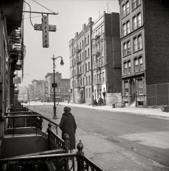 New York, May 1943. "A Harlem street scene." Medium-format nitrate negative by Gordon Parks for the Office of War Information. View full size.