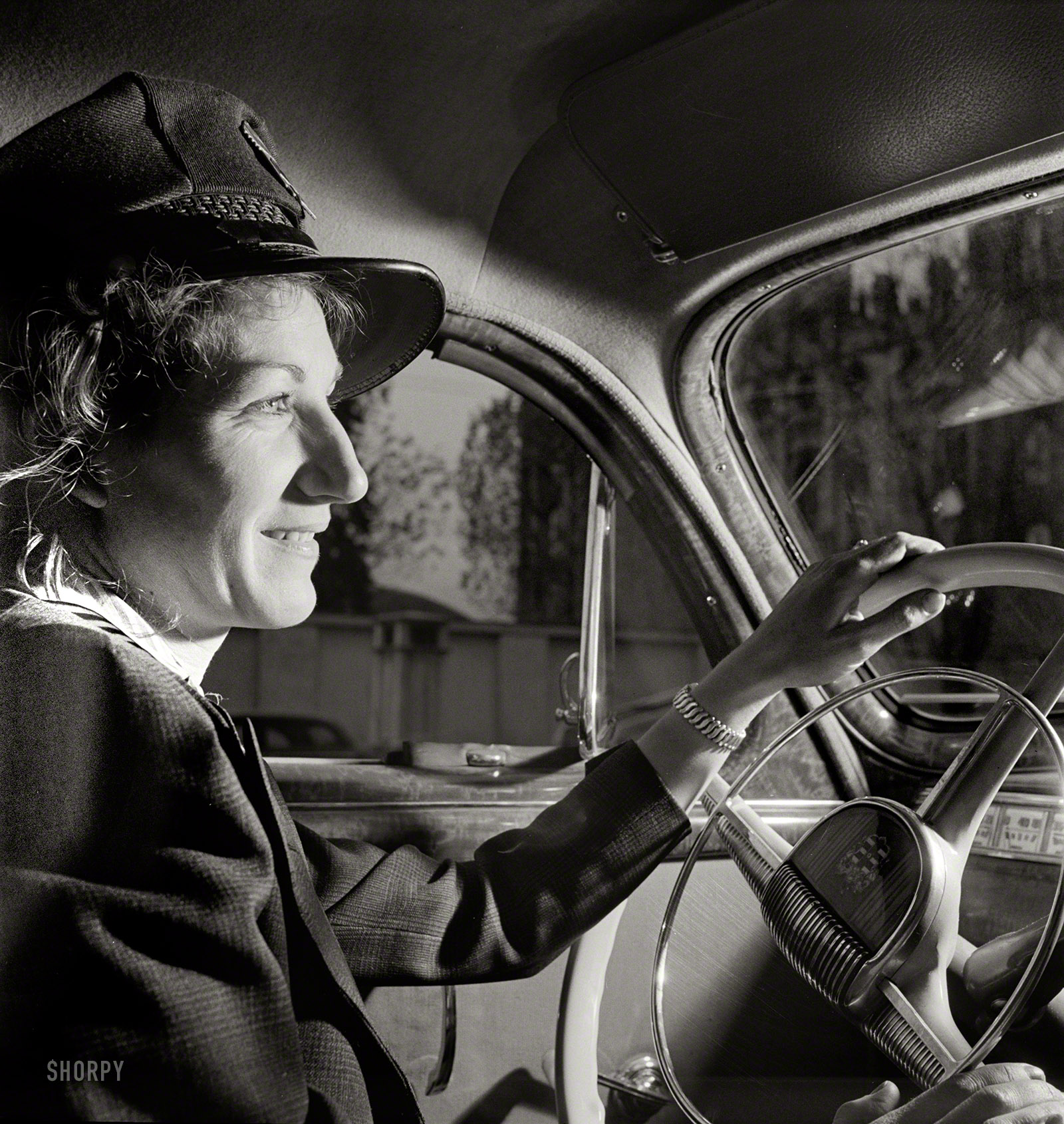 November 1942. Salt Lake City, Utah. "Training women to operate taxicabs." Photo by Andreas Feininger for the Office of War Information. View full size.