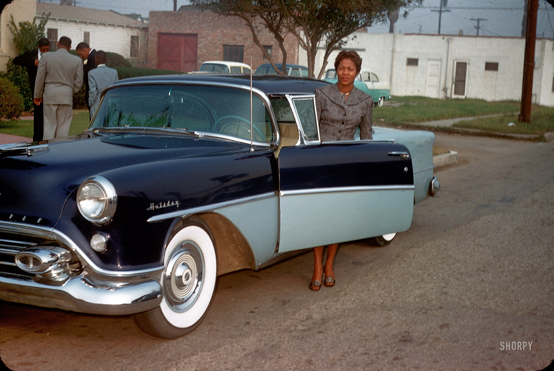 Somewhere in Southern California circa 1956. The car is a 1954 Oldsmobile. Another Kodachrome slide from my recent eBay find. View full size.