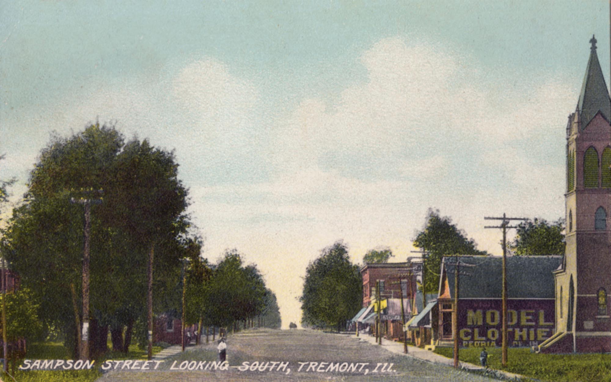 Tremont, Illinois, 1892. Sampson Street looking South. This real photo postcard is the property of, and used with permission of, the Tremont Museum and Historical Society at the corner of Sampson and Madison Streets in Tremont.