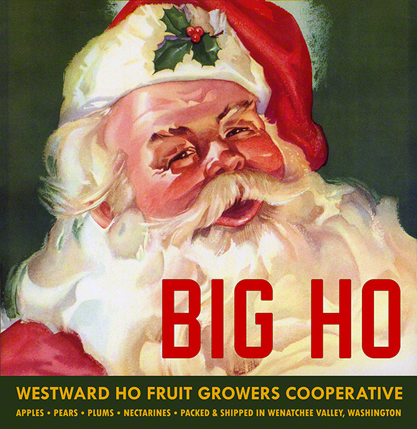 Based on circa 1950 fruit crate label artwork. (More examples here.) This sassy Santa print is guaranteed to put you in a holiday mood. View full size.
