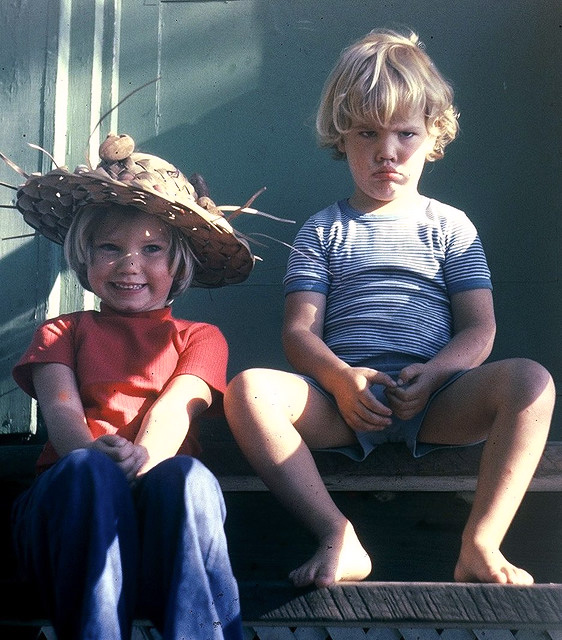 Taken at my grandmother's cottage in 1976. Gloucester Pool near Port Severn, Ontario, Canada. My children Sarah and Doug. View full size.